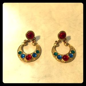 Vintage Earrings With Colorful Accent Stones